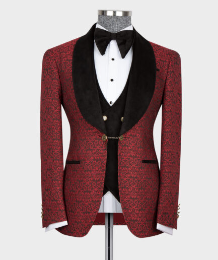 Red – Black Lapeled Tuxedo