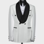 White-Black Lapeled Double Breasted Classic Tuxedo