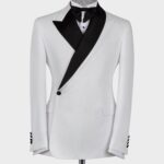 White-Black Lapelled Super Double Breasted Tuxedo