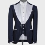 Navy Blue – White Lapeled Tuxedo