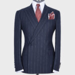 Striped Dark Blue Super Double Breasted Suit