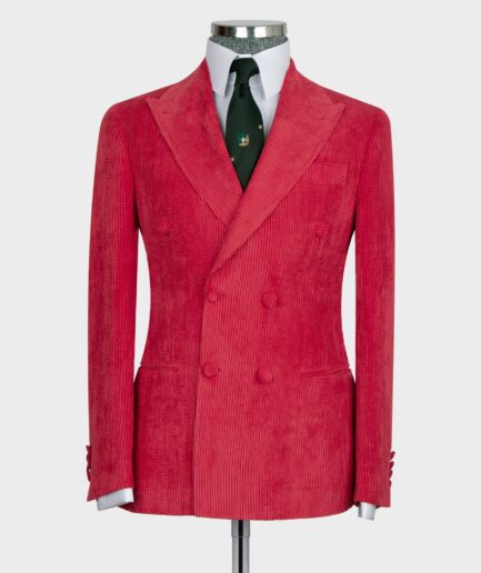 Red – Ribbed Velvet Suit