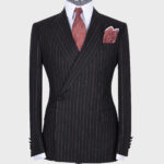 Striped Black Super Double Breasted Suit