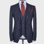 Wide Plaid Suit Blue