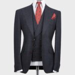 Plaid Suit Navy Blue