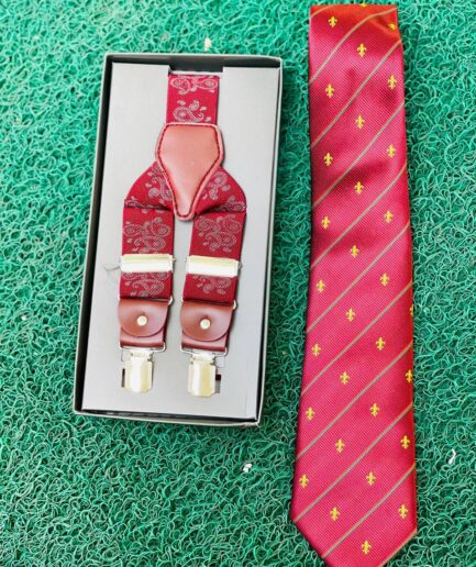 Suspenders and Tie Combo Red