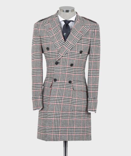 Double Breasted Coat Black-Red