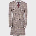 Double Breasted Coat Burgundy-Yellow