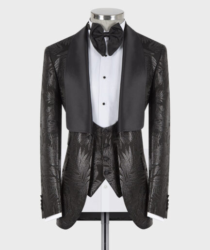 Floral Pattern Tuxedo Black