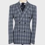 Plaid Double Breasted Blue