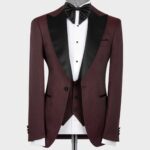 Pointed Collar Tuxedo Burgundy