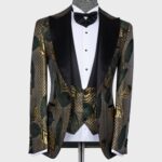 Pointed Collar Tuxedo Green and Gold