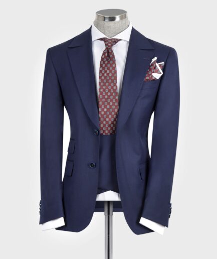 Classic Suit With Vest Navy Blue